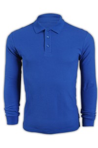 SKLPS011 pure color plain colour bright blue 094 long sleeved men' s Polo shirt 1AD01 online ordering supply long sleeved DIY  design polo-shirts cotton 100% breathable polo made in Hk Hong Kong company supplier price 45 degree